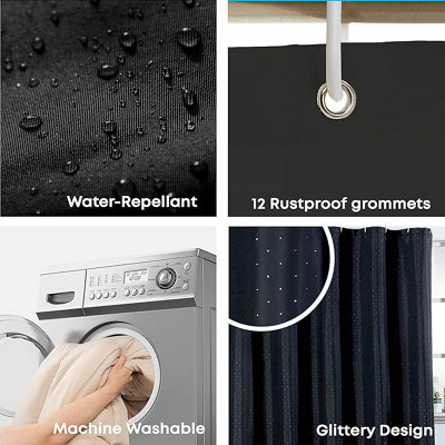 Diamante 100% Polyester Shower Curtains 180 X 180cm - 4