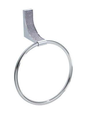 Diamante Wall Mounted Towel Ring Holder in Chrome DIY at B Q