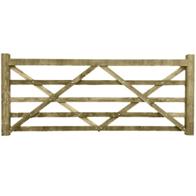 Diamond Brace Wooden Field Gate - 4.2m Wide x 1.2m High