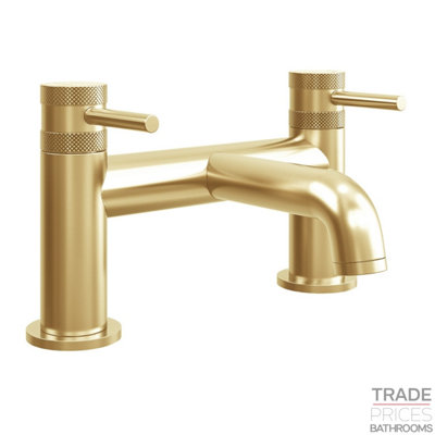 Diamond Cut Brushed Brass Bath Filler Taps
