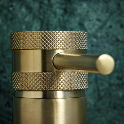 Diamond Cut Brushed Brass Countertop Mixer Tap