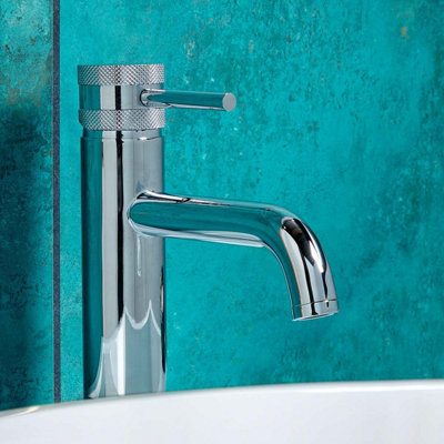 Diamond Cut Chrome Countertop Basin Tall Mixer Tap