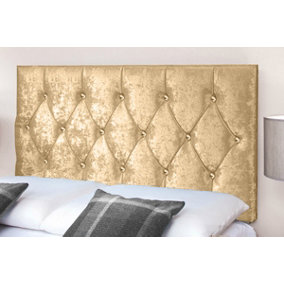 Diamond Cut Crushed Velvet 2ft6 Small Single 20" Headboard - Gold