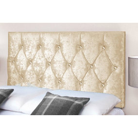 Diamond Cut Crushed Velvet 3ft Single 20" Headboard - Cream