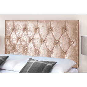 Diamond Cut Crushed Velvet 4ft Small Double 20" Headboard - Champagne