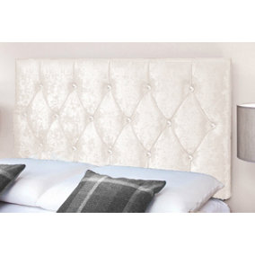 Diamond Cut Crushed Velvet 4ft Small Double 20" Headboard - White