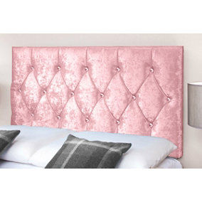 Diamond Cut Crushed Velvet 6ft Super King 20" Headboard - Pink