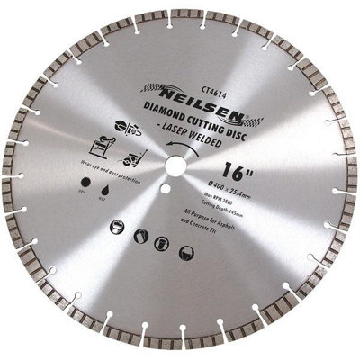 Diamond Cutting Disc 16 In for Asphalt, Concrete, Steel (Neilsen CT4614)