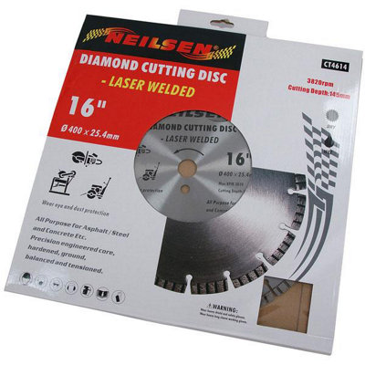 Diamond Cutting Disc 16 In for Asphalt, Concrete, Steel (Neilsen CT4614)