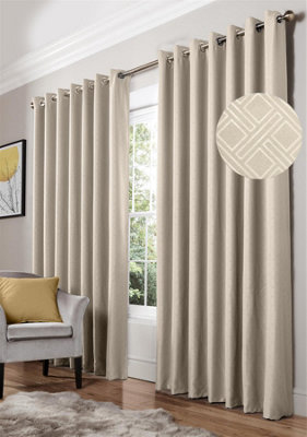 Diamond Eyelet Ring Top Curtains Cream