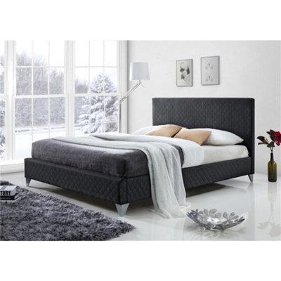 Grey double deals bed with diamonds