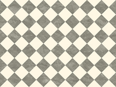 Diamond Marble Tile Effect Vinyl by Remland (Grey & White, 4m x 4m)