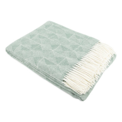 Diamond Pattern Green Wool Blanket - 3