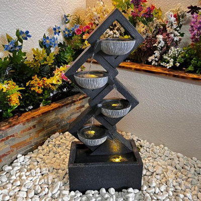 Diamond Pouring Bowls Solar Powered Water Feature
