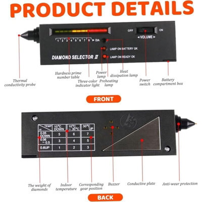 Tester Per Diamanti YWNYT Penna , Professionale Per Gioielli, Selettore Elettronico Di Diamanti, Penna , Con Lenti D'ingrandimento 30X 60X, Mini LED Pieghevole Tester Diamanti Professionale - 9