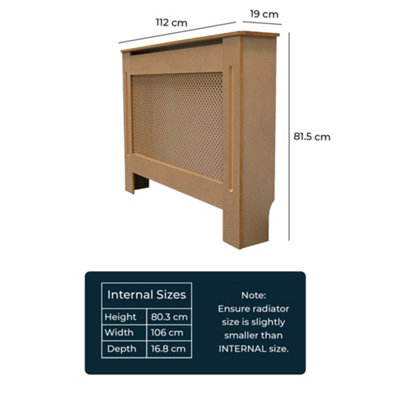 Diamond Unpainted Radiator Cover MDF Wooden - Medium - 112cm (W) x 81 ...