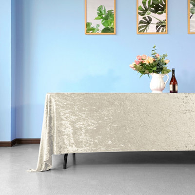 Diamond Velvet Rectangle Tablecloth, Champagne , 70 Inch x 144 Inch