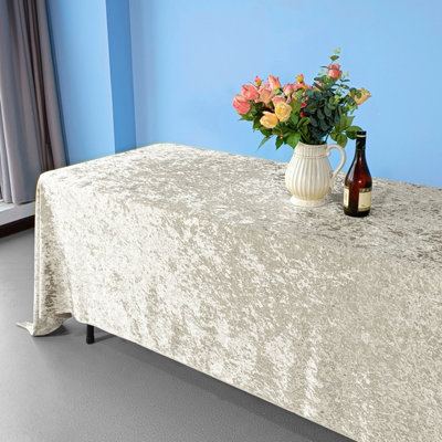 Diamond Velvet Rectangle Tablecloth, Champagne , 90 Inch x 156 Inch