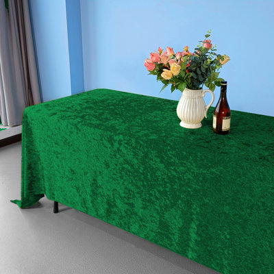 Diamond Velvet Rectangle Tablecloth, Emerald Green , 90 Inch x 156 Inch