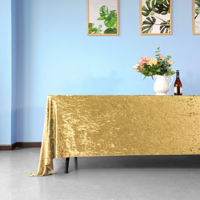 Diamond Velvet Rectangle Tablecloth, Gold , 70 Inch x 144 Inch