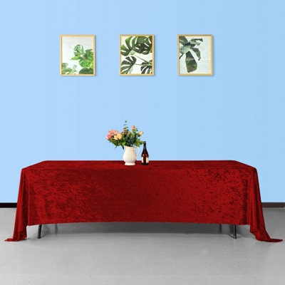 Diamond Velvet Rectangle Tablecloth, Red , 90 Inch x 156 Inch