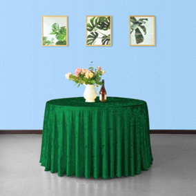 Diamond Velvet Round Tablecloth, Emerald Green , 90 Inch