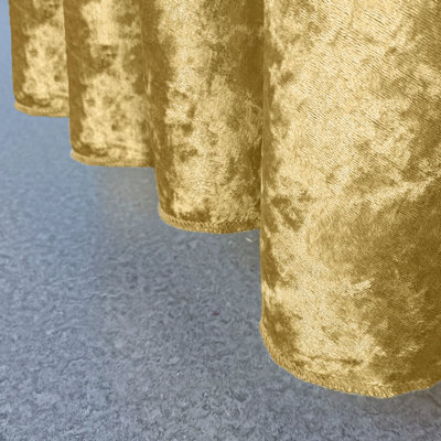 Diamond Velvet Round Tablecloth, Gold , 90 Inch