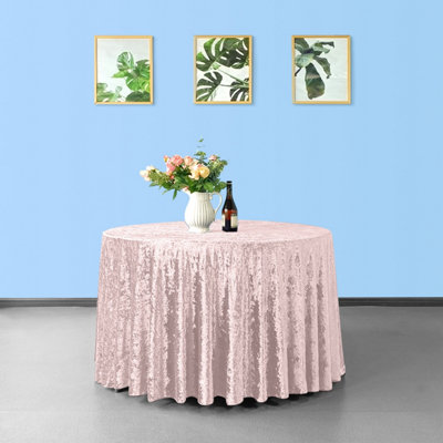 Diamond Velvet Round Tablecloth, Rose Pink , 90 Inch