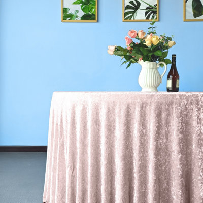 Diamond Velvet Round Tablecloth, Rose Pink , 90 Inch