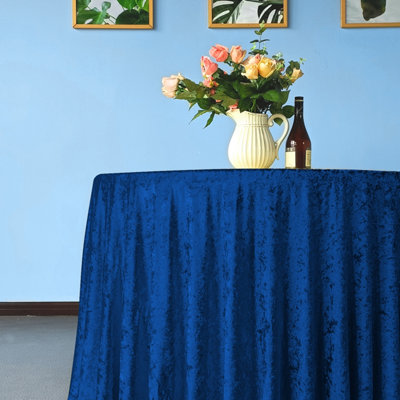Diamond Velvet Round Tablecloth, Royal Blue , 90 Inch