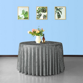 Diamond Velvet Round Tablecloth, Sliver , 108 Inch