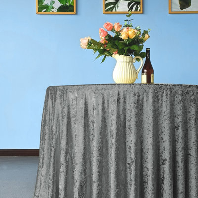 Diamond Velvet Round Tablecloth, Sliver , 108 Inch