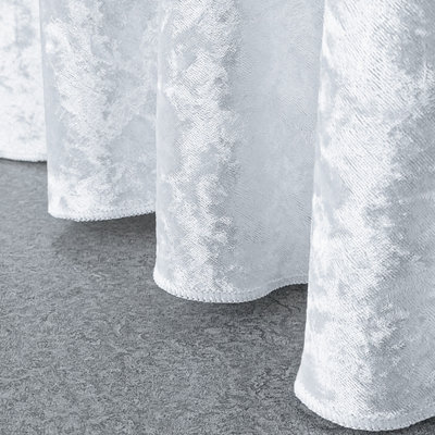 Diamond Velvet Round Tablecloth, White , 120 Inch