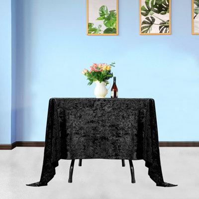 Diamond Velvet Square Tablecloth, Black , 54 Inch x 54 Inch