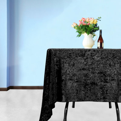 Diamond Velvet Square Tablecloth, Black , 90 Inch x 90 Inch
