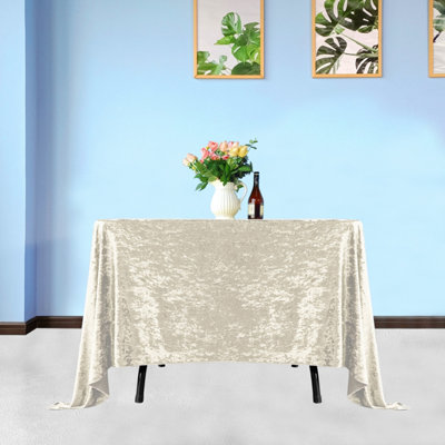 Diamond Velvet Square Tablecloth, Champagne , 54 Inch x 54 Inch