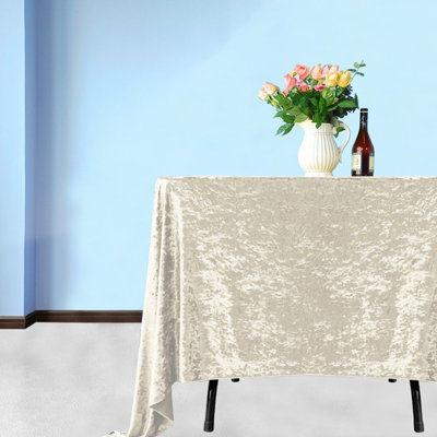 Diamond Velvet Square Tablecloth, Champagne , 54 Inch x 54 Inch