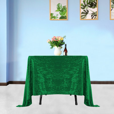 Diamond Velvet Square Tablecloth, Emerald Green , 54 Inch x 54 Inch