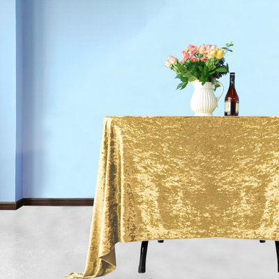 Diamond Velvet Square Tablecloth, Gold , 54 Inch x 54 Inch