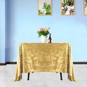 Diamond Velvet Square Tablecloth, Gold , 90 Inch x 90 Inch