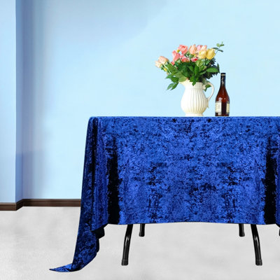Diamond Velvet Square Tablecloth, Navy Blue , 90 Inch x 90 Inch