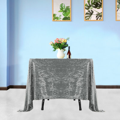 Diamond Velvet Square Tablecloth, Sliver , 90 Inch x 90 Inch