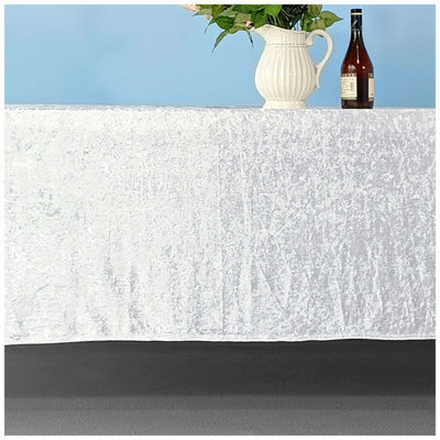 Diamond Velvet Square Tablecloth, White , 90 Inch x 90 Inch