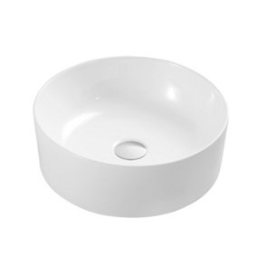 Diana Gloss White Ceramic Round Counter Top Basin (W)415mm