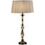 Diana Luxury Large Table Lamp Antique Brass Beige Shade Traditional Bulb Holder