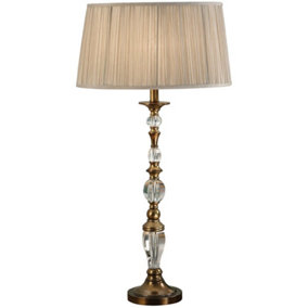 Diana Luxury Large Table Lamp Antique Brass Beige Shade Traditional Bulb Holder