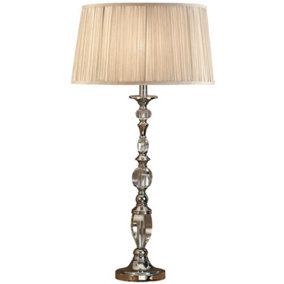 Diana Luxury Large Table Lamp Bright Nickel Beige Shade Traditional Bulb Holder