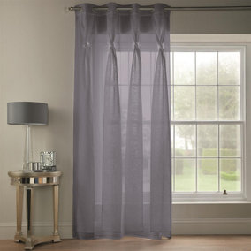 Diana Voile 145cm x 183cm Silver Ring Top Curtain Panel