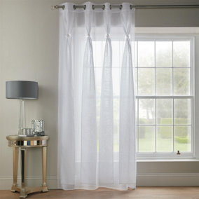 Diana Voile 145cm x 183cm White Ring Top Curtain Panel