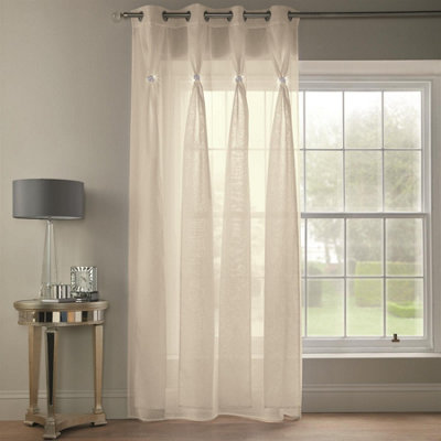 Diana Voile 145cm x 229cm Cream Ring Top Curtain Panel